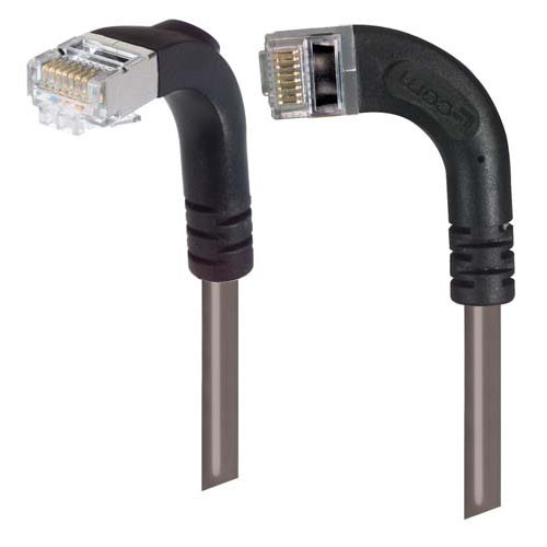 Shielded Category 6 Right Angle Patch Cable, Right Angle Left/Right Angle Down, Gray, 7.0 ft