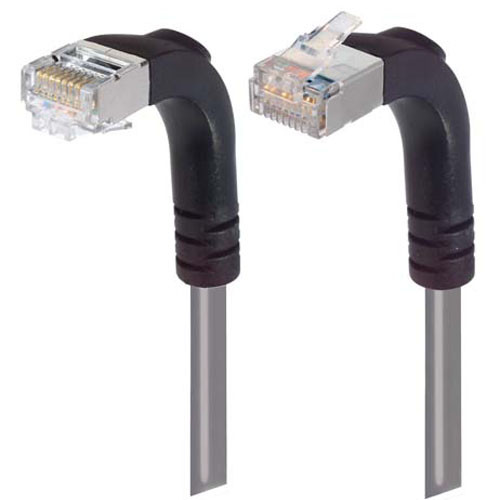 Shielded Category 6 Right Angle Patch Cable, Right Angle Down/Right Angle Up, Gray, 10.0 ft