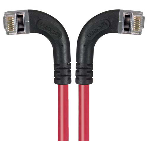 Shielded Category 6 Right Angle Patch Cable, Right Angle Left/Right Angle Right, Red, 25.0 ft