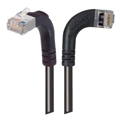 Shielded Category 6 Right Angle Patch Cable, Right Angle Right/Right Angle Up, Black, 20.0 ft