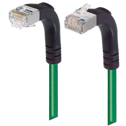 Shielded Category 6 Right Angle Patch Cable, Right Angle Down/Right Angle Up, Green, 25.0 ft