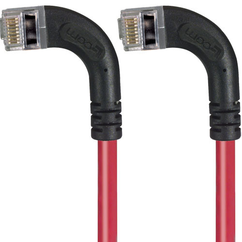 Category 5E Shielded LSZH Right Angle Patch Cable, Right Angle Left/Right Angle Left, Red, 1.0 ft