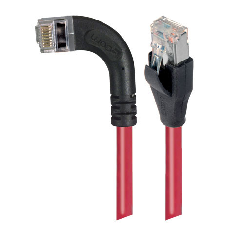 Category 5E Shielded LSZH Right Angle Patch Cable, Straight/Right Angle Left, Red, 20.0 ft