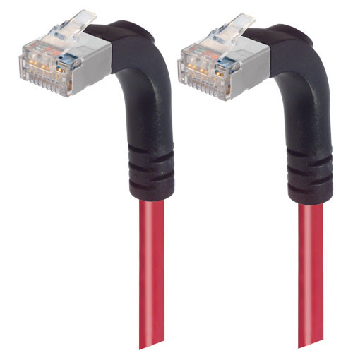 Category 5E Shielded LSZH Right Angle Patch Cable, Right Angle Up/Right Angle Up, Red, 15.0 ft