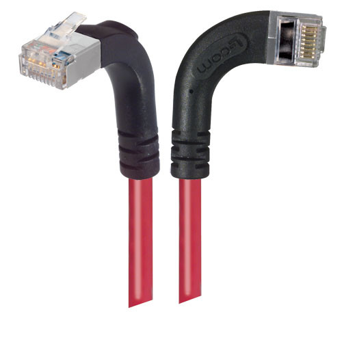 Category 5E Shielded LSZH Right Angle Patch Cable, Right Angle Right/Right Angle Up, Red, 30.0 ft