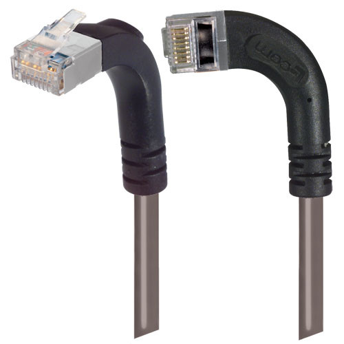 Category 5E Shielded LSZH Right Angle Patch Cable, Right Angle Left/Right Angle Up, Gray, 3.0 ft