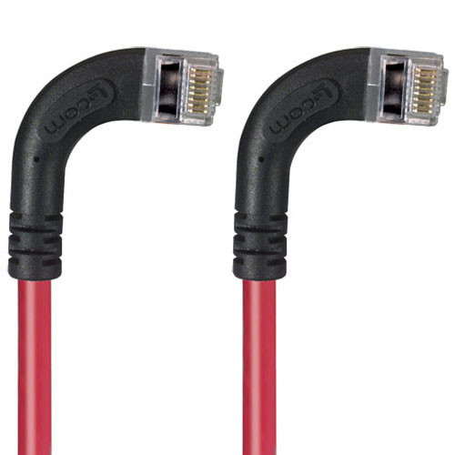 Category 5E Shielded LSZH Right Angle Patch Cable, Right Angle Right/Right Angle Right, Red, 7.0 ft