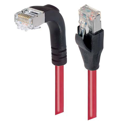 Category 5E Shielded LSZH Right Angle Patch Cable, Straight/Right Angle Down, Red, 15.0 ft