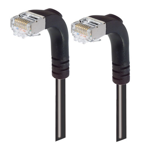 Category 5E Shielded LSZH Right Angle Patch Cable, Right Angle Down/Right Angle Down, Black, 5.0 ft
