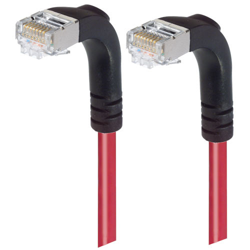 Category 5E Shielded LSZH Right Angle Patch Cable, Right Angle Down/Right Angle Down, Red, 2.0 ft