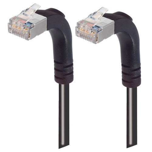 Category 5E Shielded LSZH Right Angle Patch Cable, Right Angle Up/Right Angle Up, Black, 5.0 ft