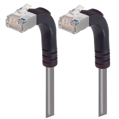 Category 5E Shielded LSZH Right Angle Patch Cable, Right Angle Up/Right Angle Up, Gray, 15.0 ft