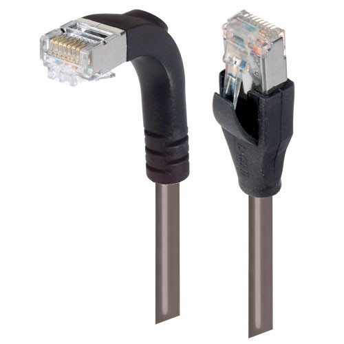 Category 5E Shielded Right Angle Patch Cable, Straight/Right Angle Down, Gray 1.0 ft