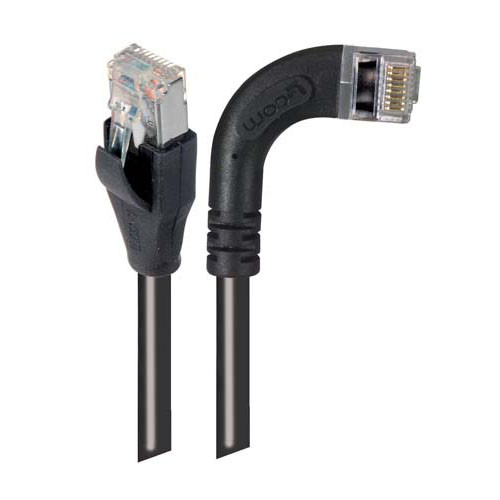 Category 5E Shielded Right Angle Patch Cable, Right Angle /Straight, Black 1.0 ft