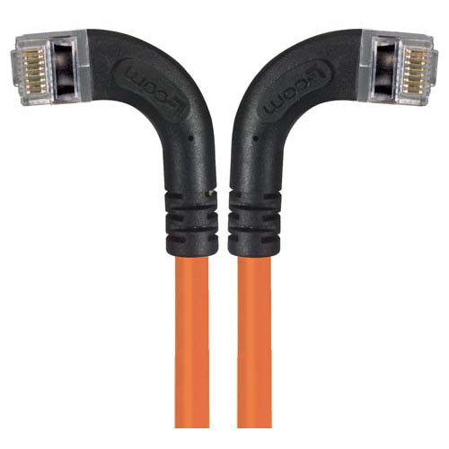 Category 5E Shielded Right Angle Patch Cable, Right Angle /Left Angle, Orange 1.0 ft