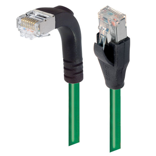 Category 5E Shielded Right Angle Patch Cable, Straight/Right Angle Down, Green 2.0 ft