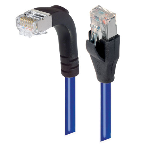 Category 5E Shielded Right Angle Patch Cable, Straight/Right Angle Down, Blue 2.0 ft