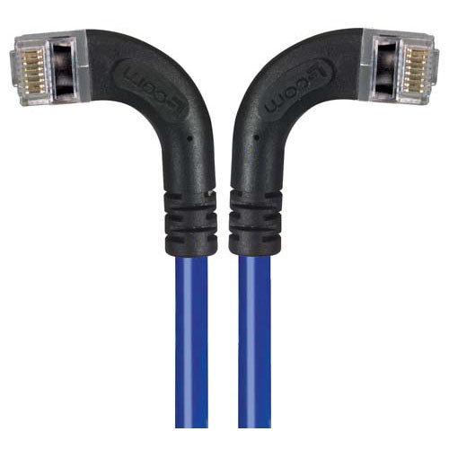 Category 5E Shielded Right Angle Patch Cable, Right Angle /Left Angle, Blue 2.0 ft