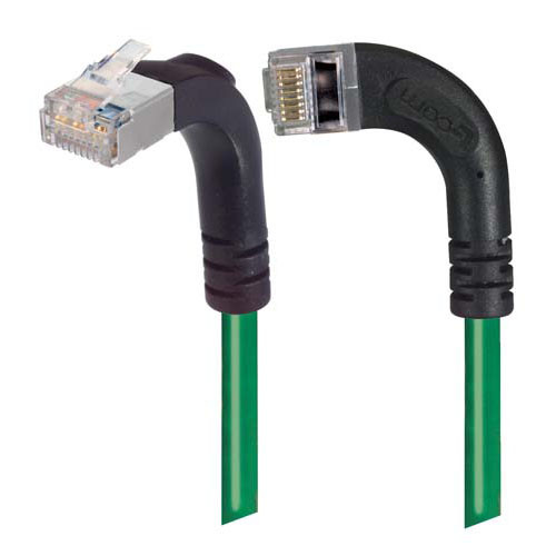 Category 5E Shielded Right Angle Patch Cable, RA Left Exit/RA Up, Green 2.0 ft