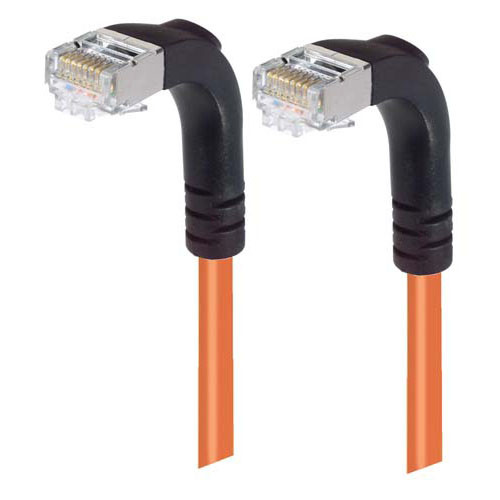 Category 5E Shielded Right Angle Patch Cable, Right Angle Down/Right Angle Down, Orange 3.0 ft