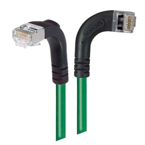 Category 5E Shielded Right Angle Patch Cable, Right Angle Right/Right Angle Down, Green 1.0 ft