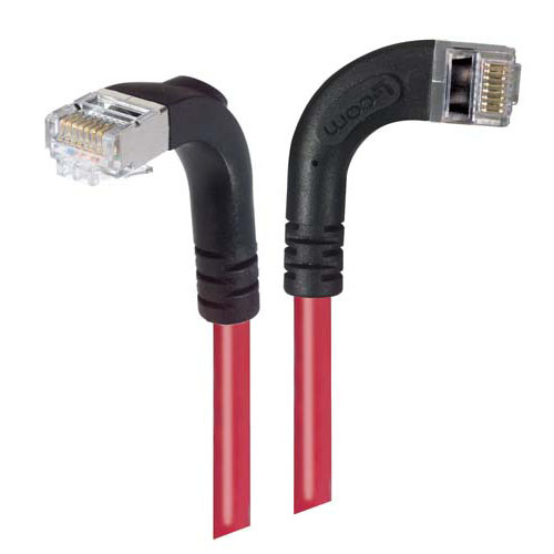 Category 5E Shielded Right Angle Patch Cable, Right Angle Right/Right Angle Down, Red 3.0 ft