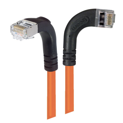 Category 5E Shielded Right Angle Patch Cable, Right Angle Right/Right Angle Down, Orange 1.0 ft
