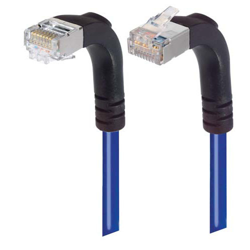 Category 5E Shielded Right Angle Patch Cable, Down/Right Angle Up, Blue 3.0 ft