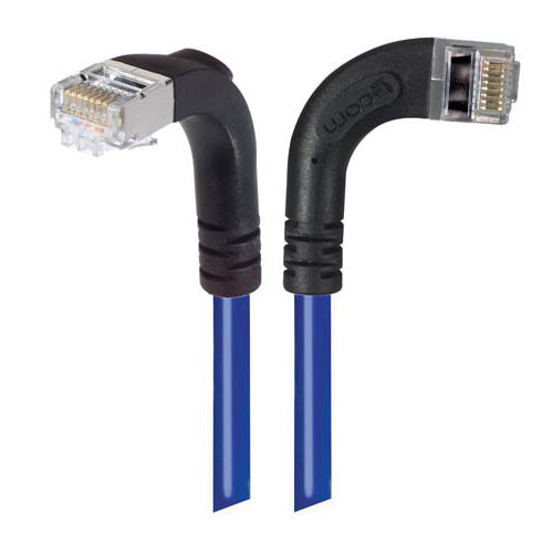 Category 5E Shielded Right Angle Patch Cable, Right Angle Right/Right Angle Down, Blue 2.0 ft