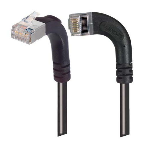 Category 5E Shielded Right Angle Patch Cable, RA Left Exit/RA Up, Black 3.0 ft