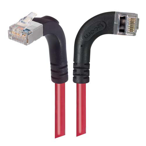 Category 5E Shielded Right Angle Patch Cable, Right Angle Right/Right Angle Up, Red 3.0 ft