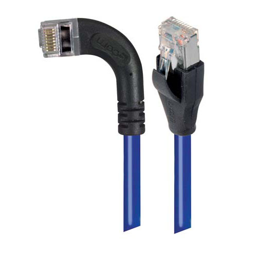 Category 5E Shielded Right Angle Patch Cable, Right Angle Left/Straight, Blue 7.0 ft