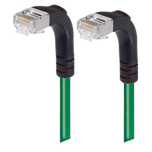Category 5E Shielded Right Angle Patch Cable, Right Angle Down/Right Angle Down, Green 7.0 ft