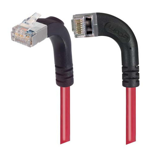 Category 5E Shielded Right Angle Patch Cable, RA Left Exit/RA Up, Red 5.0 ft