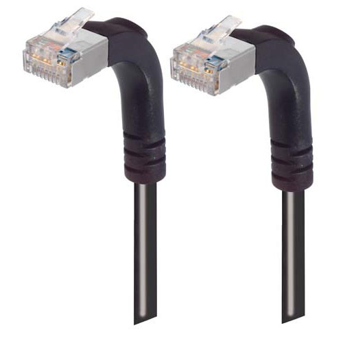 Category 5E Shielded Right Angle Patch Cable, Right Angle Up/Right Angle Up, Black 7.0 ft