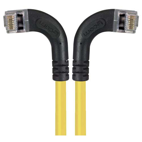 Category 5E Shielded Right Angle Patch Cable, Right Angle /Left Angle, Yellow 15.0 ft