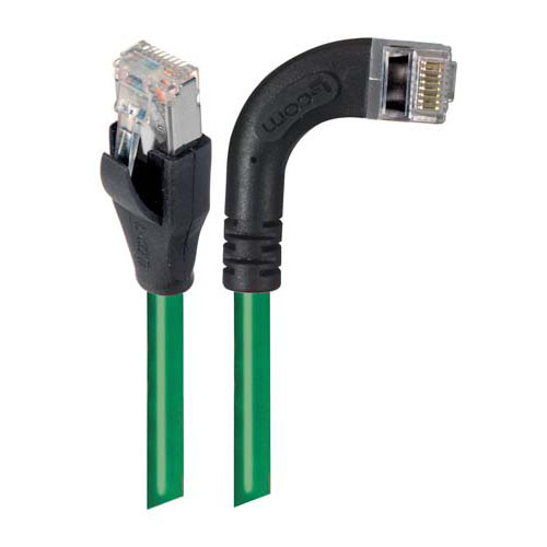 Category 5E Shielded Right Angle Patch Cable, Right Angle /Straight, Green 20.0 ft