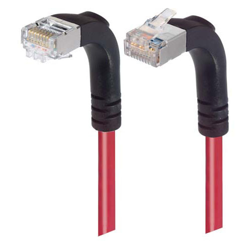 Category 5E Shielded Right Angle Patch Cable, Down/Right Angle Up, Red 10.0 ft