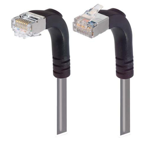 Category 5E Shielded Right Angle Patch Cable, Down/Right Angle Up, Gray 10.0 ft
