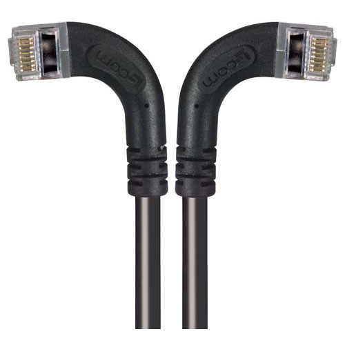Category 5E Shielded Right Angle Patch Cable, Right Angle /Left Angle, Black 25.0 ft