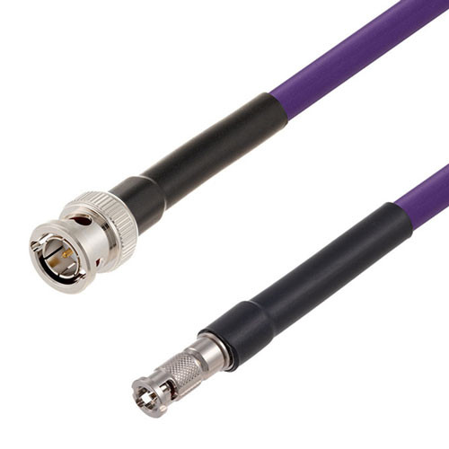 75 Ohm 12G SDI BNC Male to HD-BNC Male Cable Assembly using 4694R-VL Coax, 1 FT