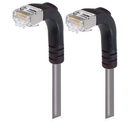 Category 5E Shielded Right Angle Patch Cable, Right Angle Down/Right Angle Down, Gray 25.0 ft