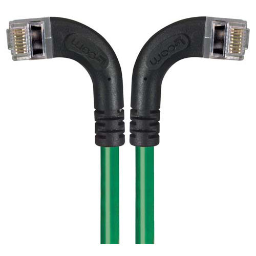 Category 5E Shielded Right Angle Patch Cable, Right Angle /Left Angle, Green 30.0 ft
