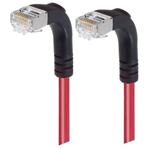 Category 5E Shielded Right Angle Patch Cable, Right Angle Down/Right Angle Down, Red 30.0 ft