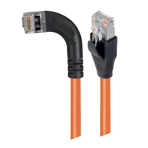 Category 5E Shielded Right Angle Patch Cable, Right Angle Left/Straight, Orange 30.0 ft