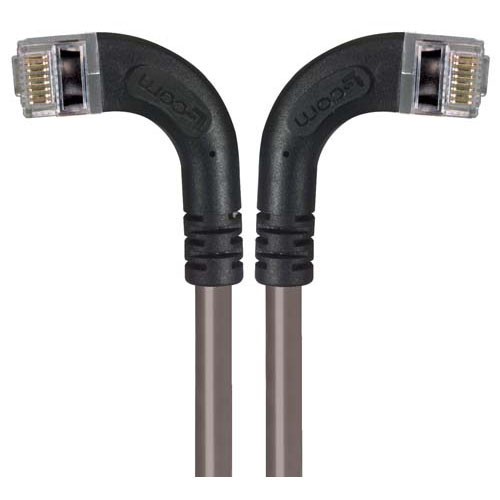 Category 5E Shielded Right Angle Patch Cable, Right Angle /Left Angle, Gray 30.0 ft