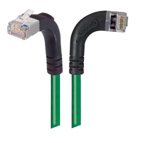 Category 5E Shielded Right Angle Patch Cable, Right Angle Right/Right Angle Up, Green 15.0 ft