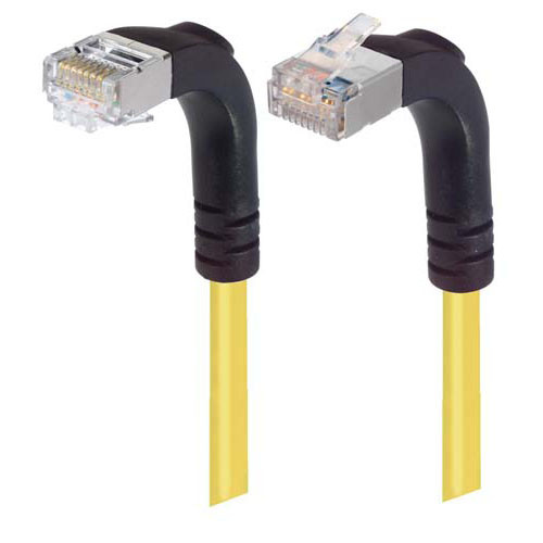 Category 5E Shielded Right Angle Patch Cable, Down/Right Angle Up, Yellow 1.0 ft