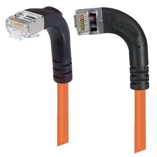 Category 5E Shielded Right Angle Patch Cable, Right Angle Left/Right Angle Down, Orange 20.0 ft