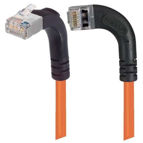 Category 5E Shielded Right Angle Patch Cable, RA Left Exit/RA Up, Orange 25.0 ft